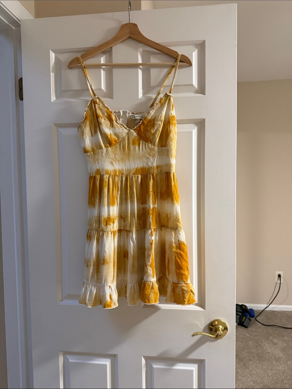 Speechless Yellow and White Tie-Dye Spaghetti Strap Dress